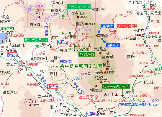 八ヶ岳国定公園地図